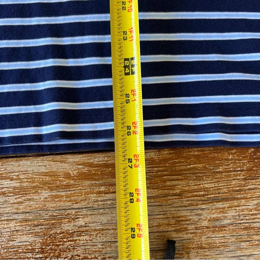 Ralph Lauren Polo Shirt Men's 100% Cotton Navy Baby Blue Stripes Classic Fit L